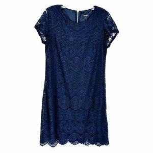 LAUNDRY BY SHELLI SEGAL Black Lace Cocktail Dress Goth Fairy Sheer, Size 8